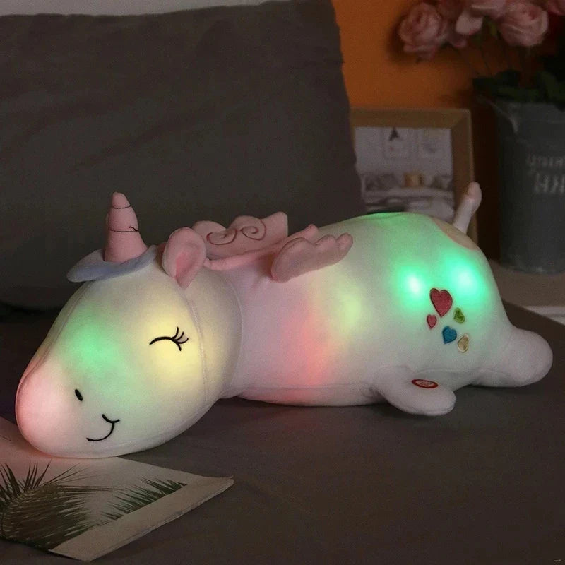 Peluche Licorne Blanche Veilleuse Lumineuse Magique
