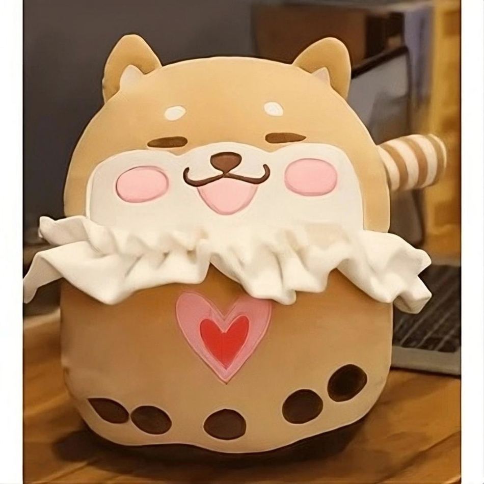 Peluche chien joyeux, doux compagnon pour enfant câlin et huggable.