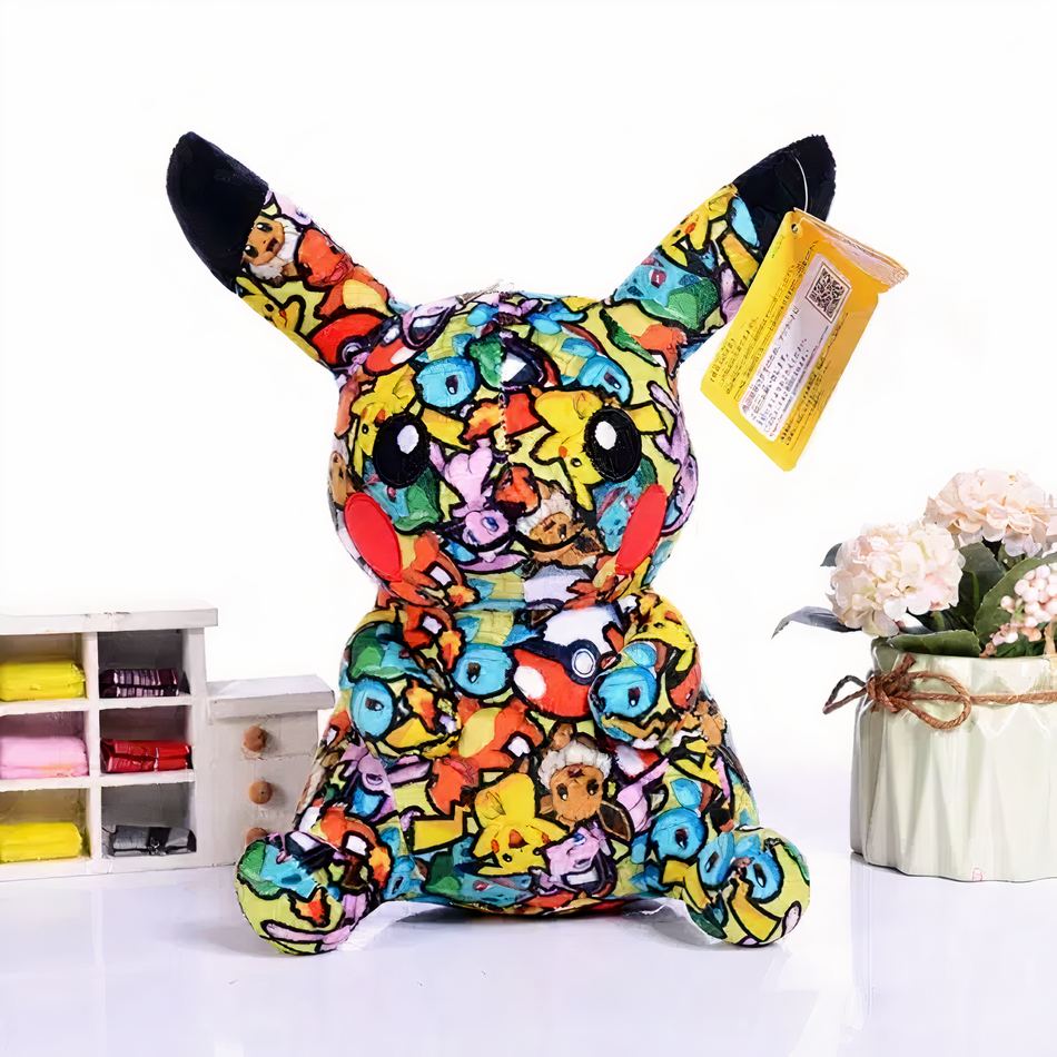 Peluche Pikachu Street Art - Déco Colorée pour Chambre d'Enfant