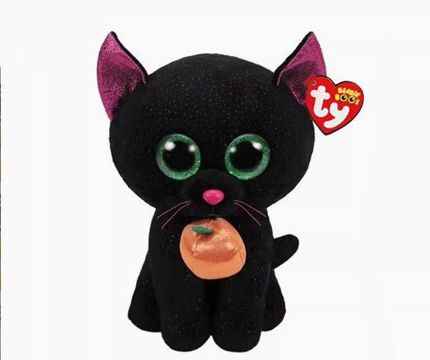 Peluche chat noir câlin pour enfant Halloween