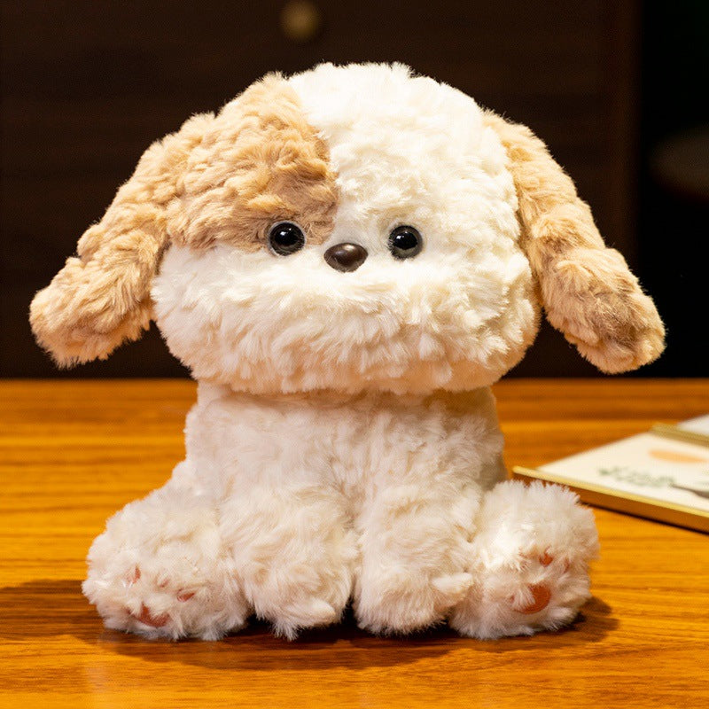 Peluche chien en fourrure blanche adorable