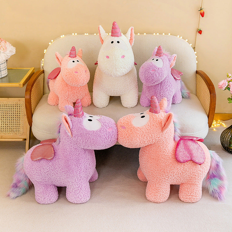 Peluche Licorne Colorful Magique avec Ailes Pailletées