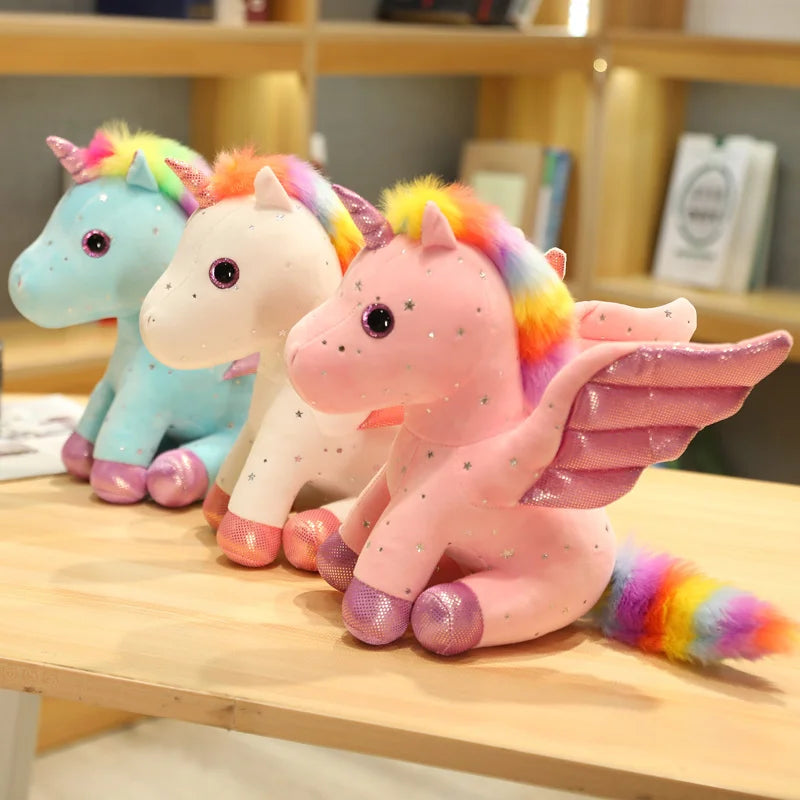 Peluche magique licorne violette arc-en-ciel