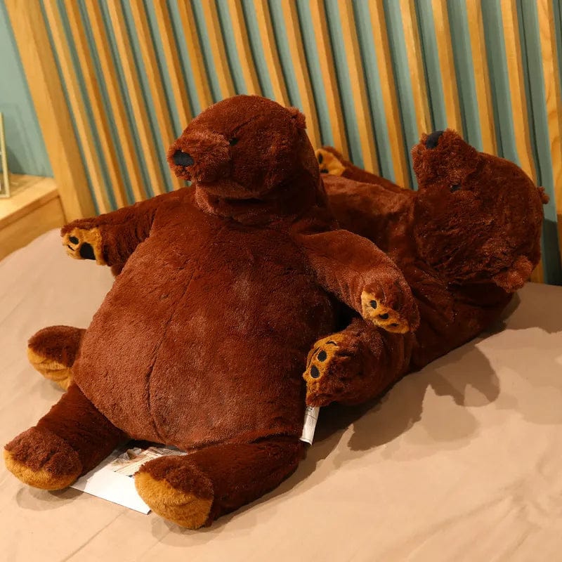 Ours en peluche géant marron et gourmand