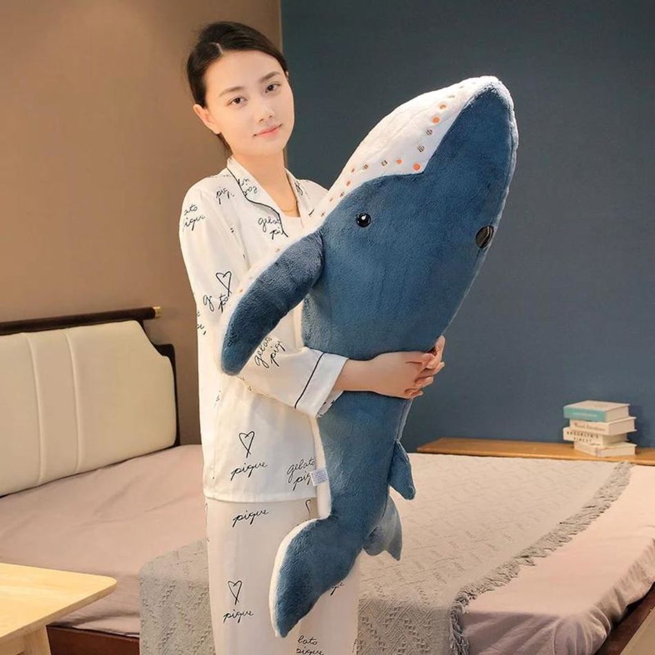 Peluche baleine XXL douce océan câlin enfant.