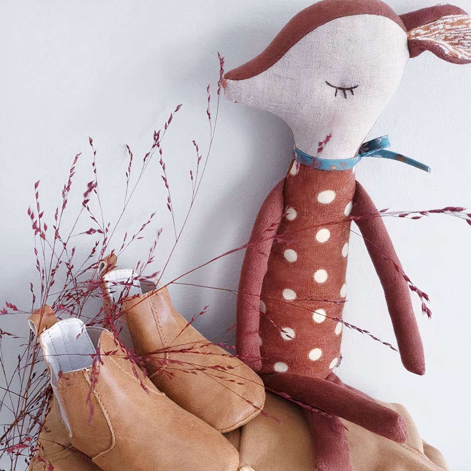 Peluche cerf douce pour l'hiver - peluche câline en velours pour enfants