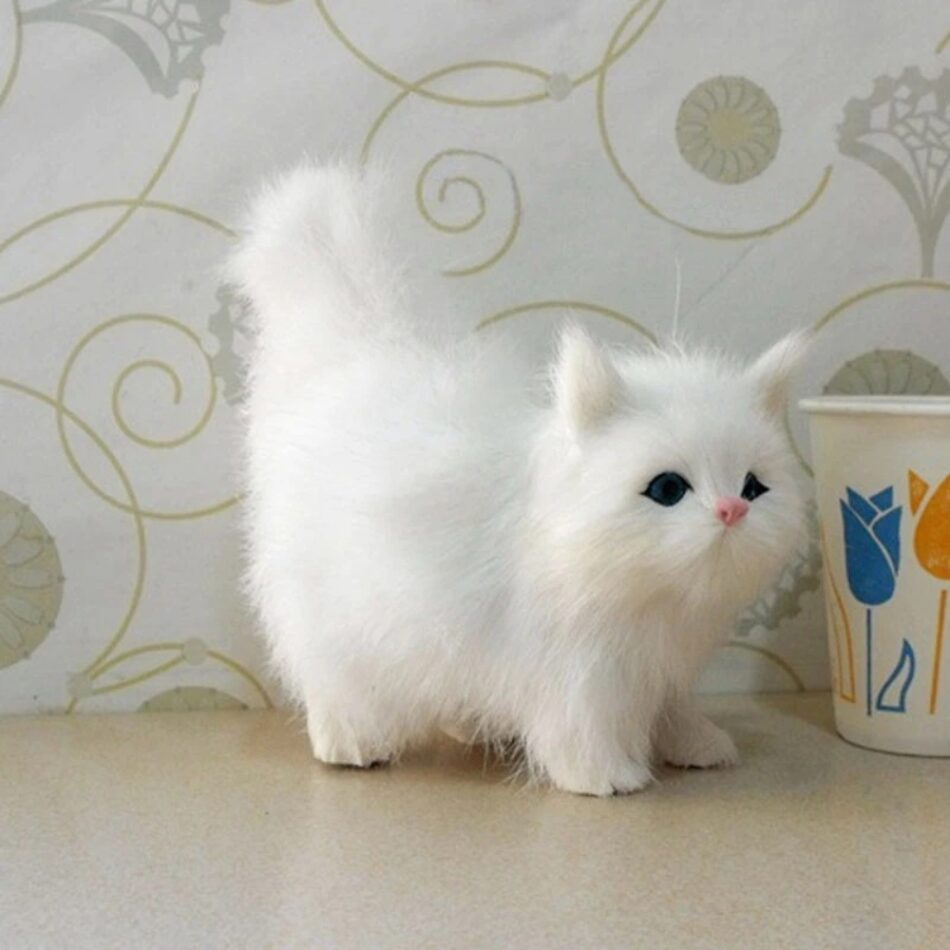 Peluche chat douce longs poils cocooning enfant