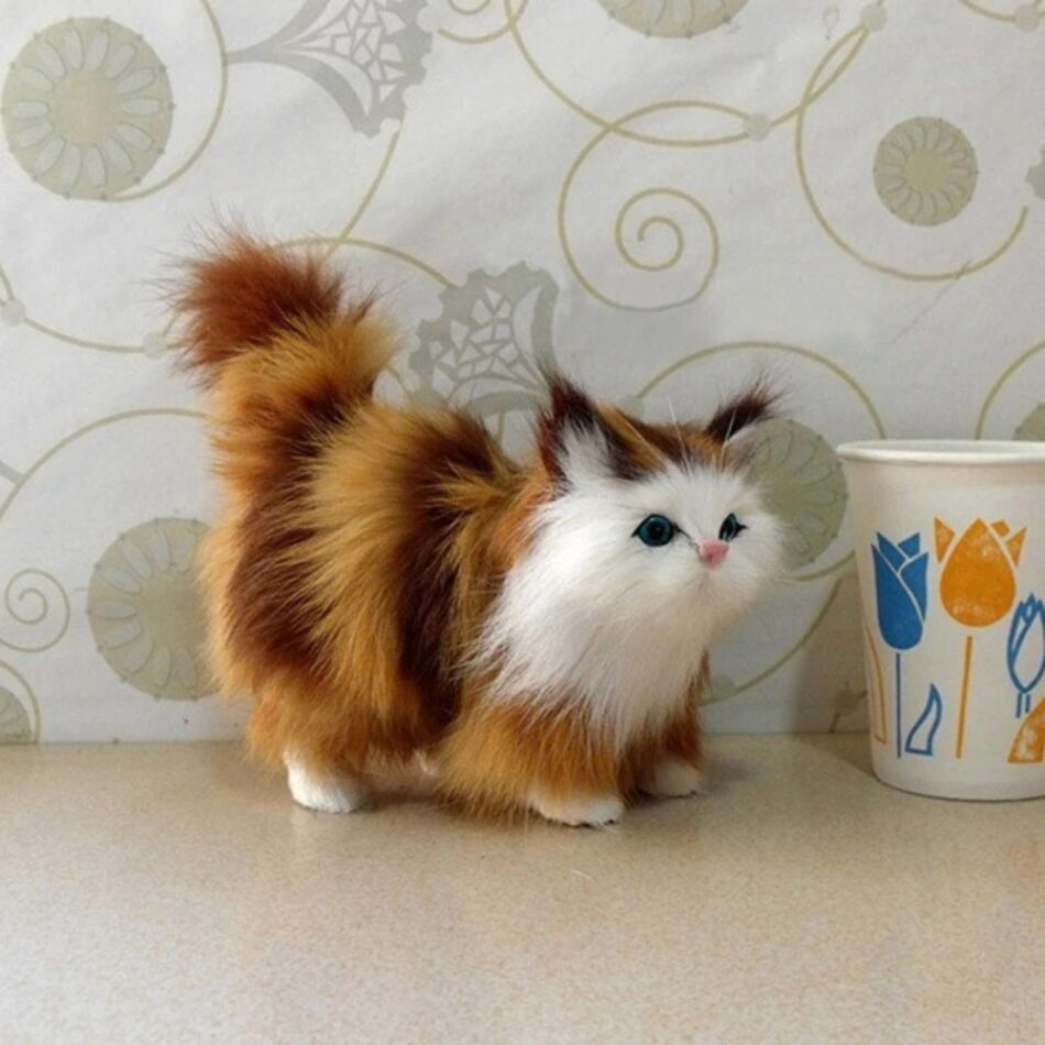 Peluche chat douce longs poils cocooning enfant