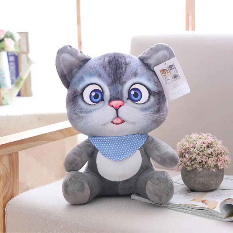 Peluche chat gris câlin doux Kawaii