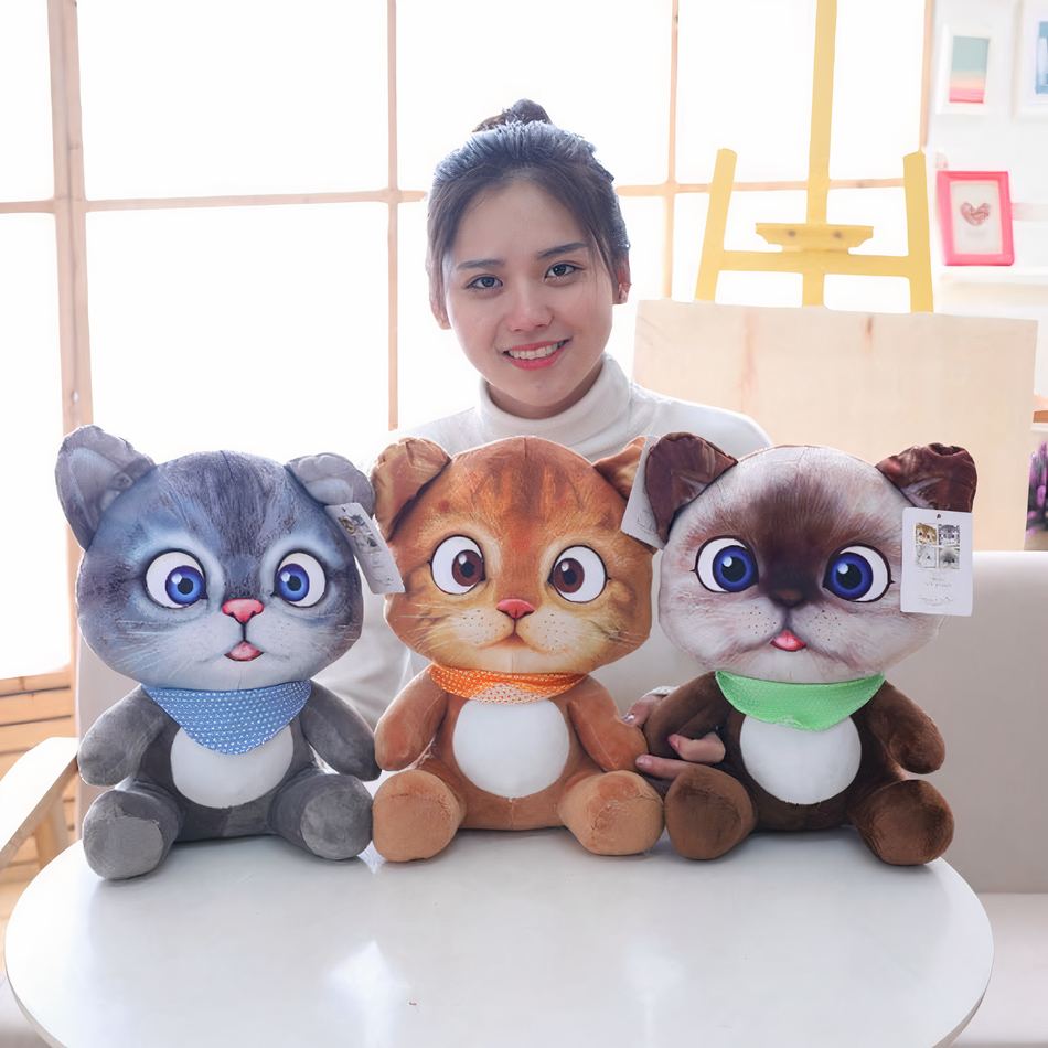 Peluche chat gris câlin doux Kawaii