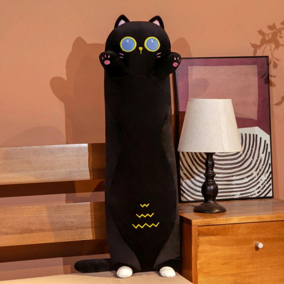 Peluche chat noir long et doux: Câlin Confort