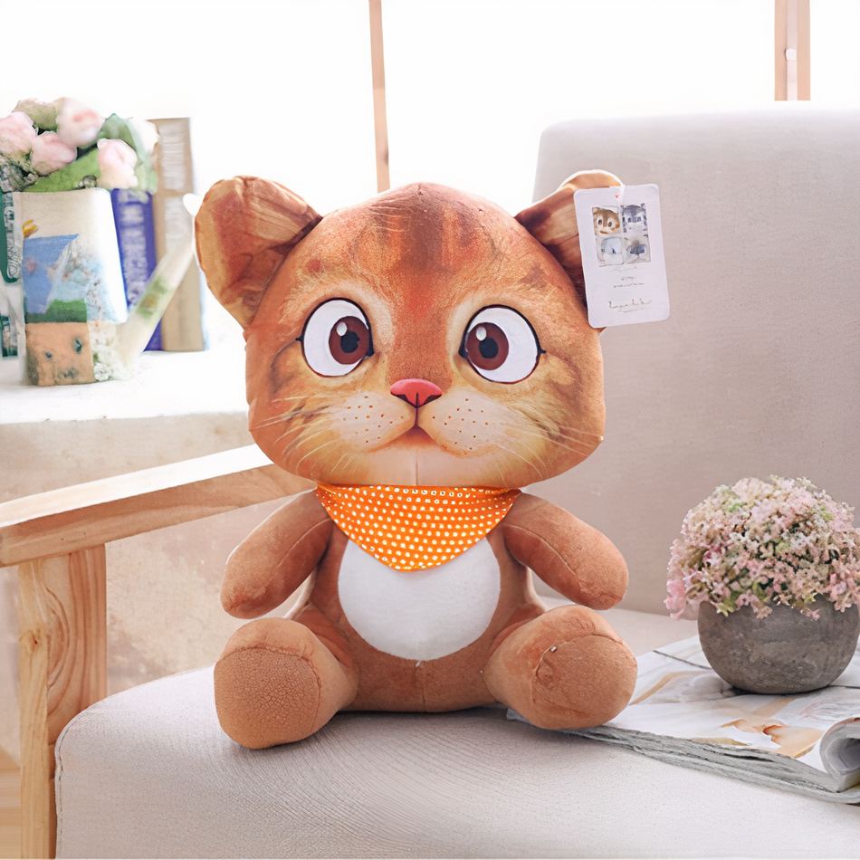 Peluche chat orange mignon et doux pour enfant câlin