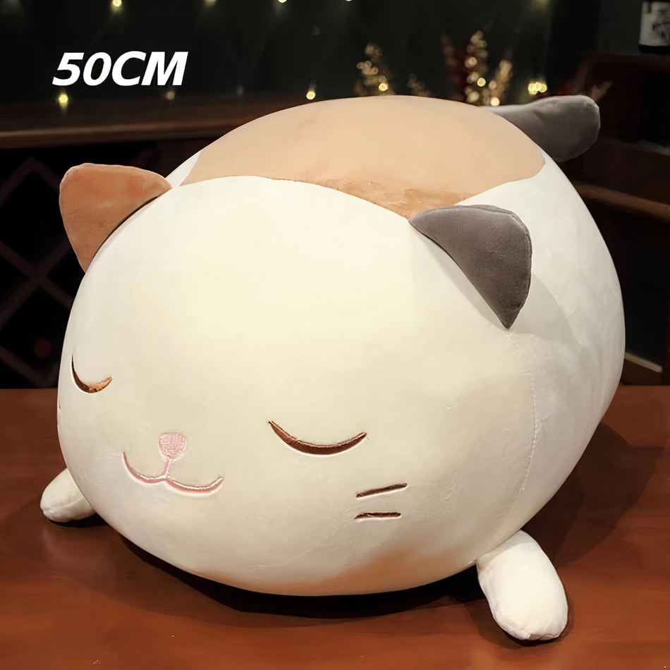 Peluche chat oreiller doux : le confort câlin pour une nuit paisible