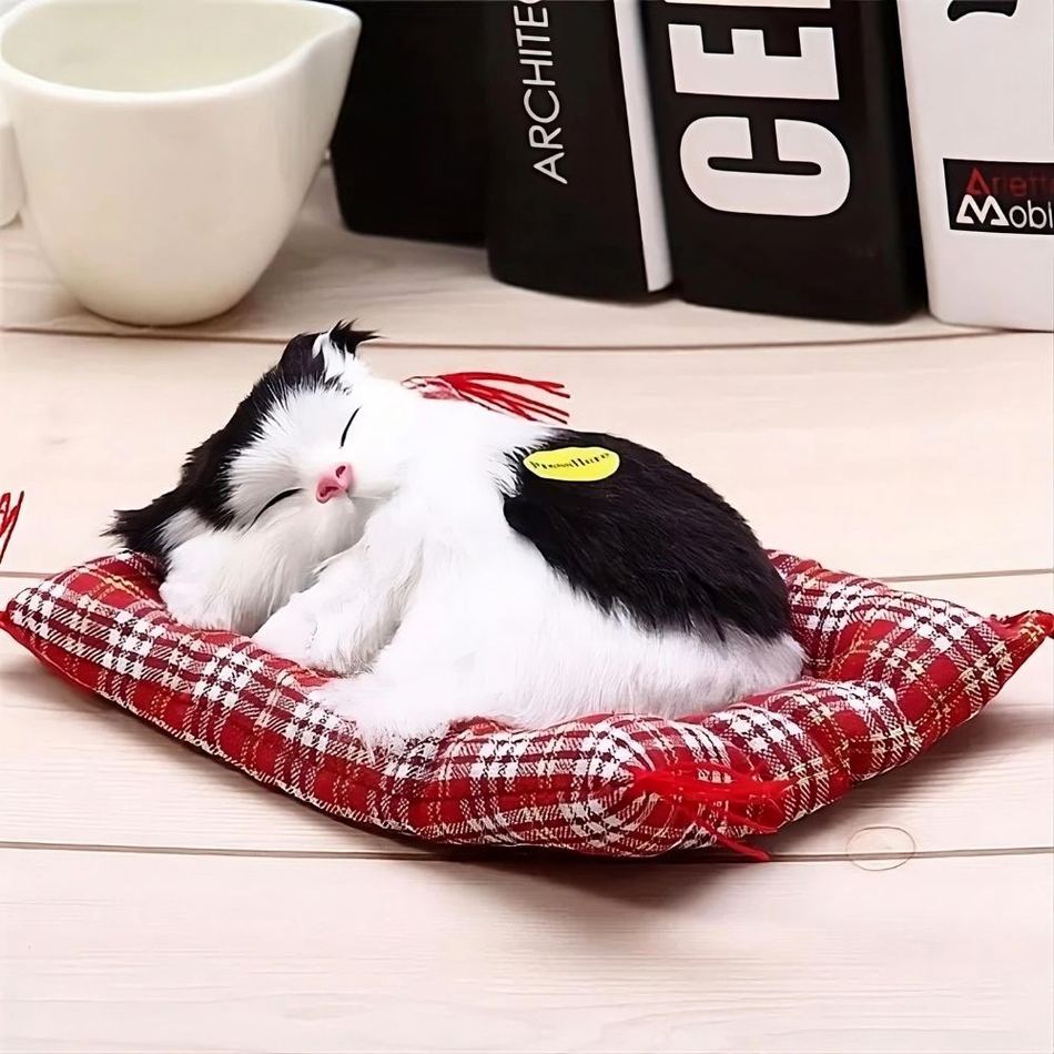 Peluche chat tigré gris doux - Idéal pour un sommeil cocooning à la maison
