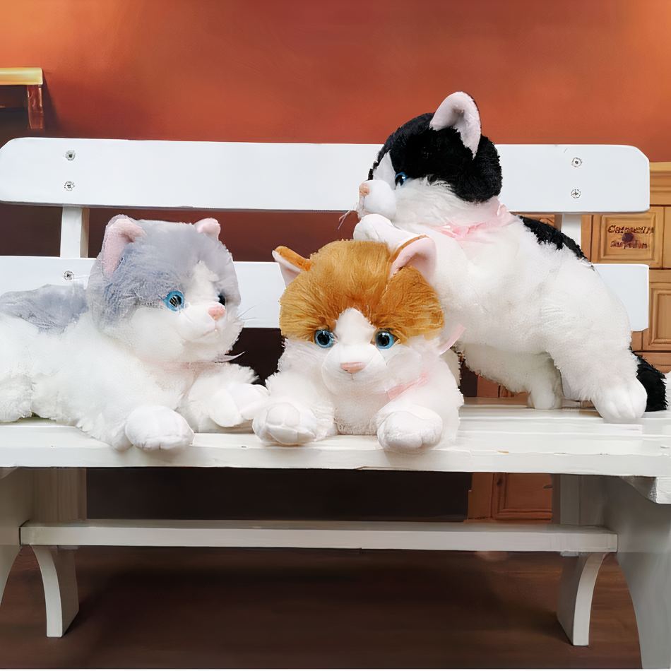 Peluche chaton gris doux câlin mignon pour enfant souple