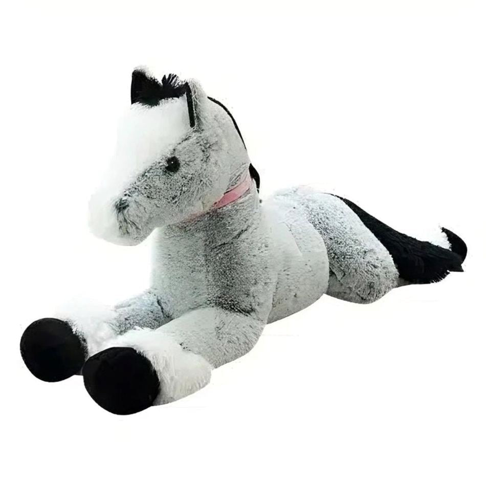 Peluche cheval bleu-gris douce pour rêver dans la chambre des enfants.