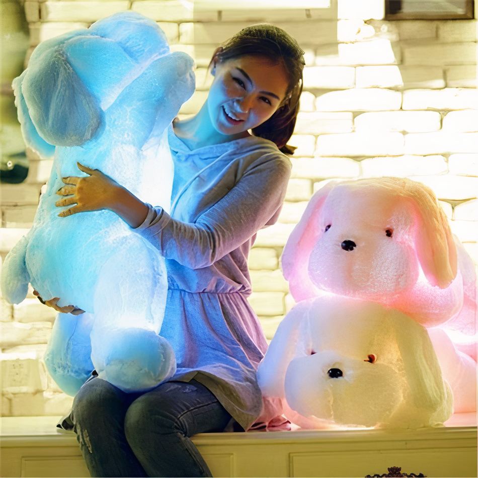 Peluche chien blanche - Douceur nocturne apaisante