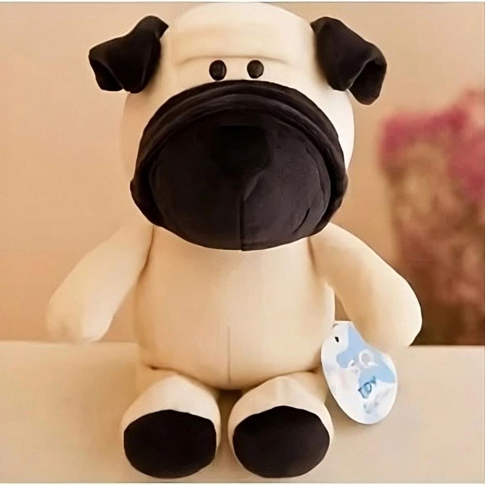 Peluche chien doux en pelage moelleux, parfait pour les câlins