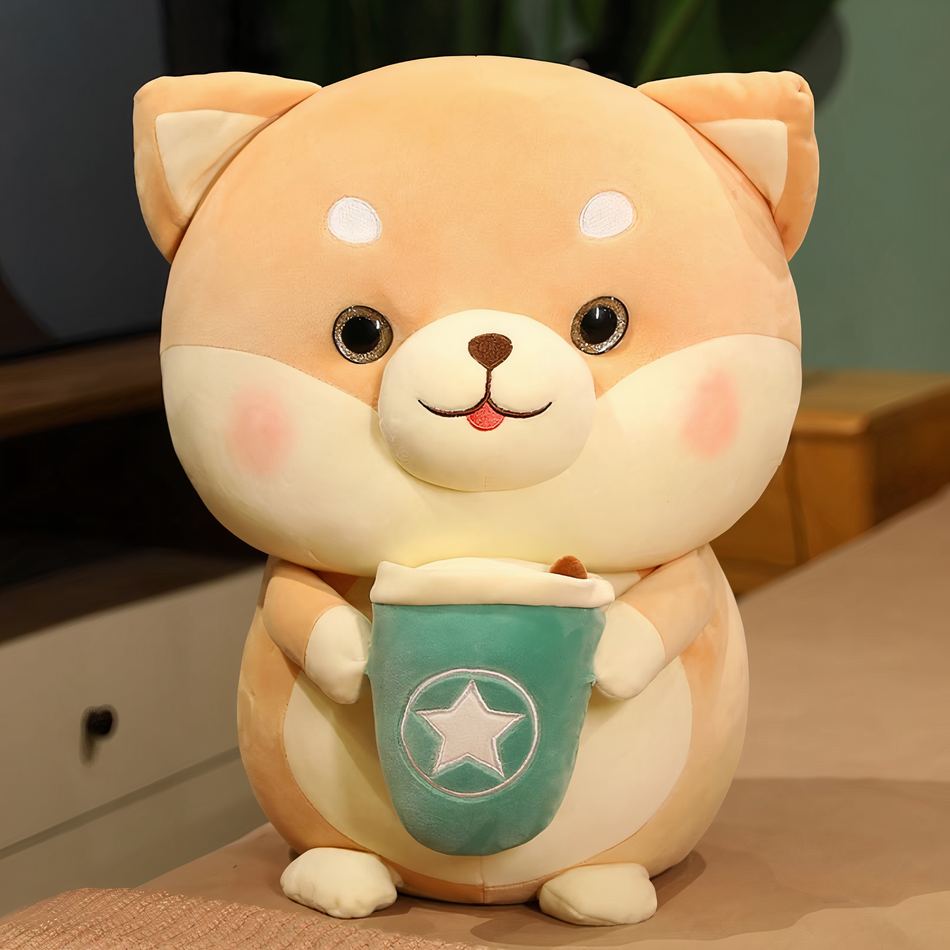 Peluche chien gourmand doux Bubble Tea pour enfant.