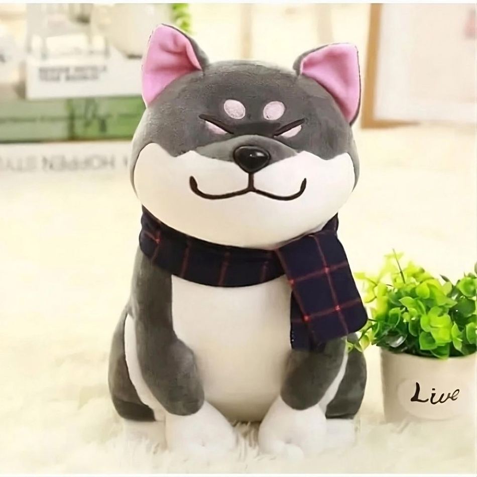 Peluche chien gris doux - Compagnon enfant pour une chambre cosy