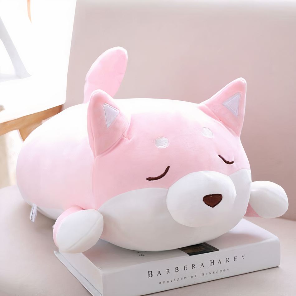 Peluche chien kawaii rose pour le sommeil tendre de votre enfant