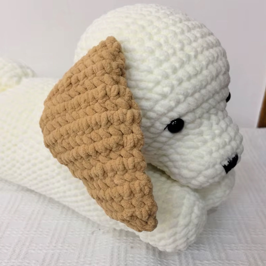 Peluche Chien Oreiller Doux Crochet Relaxant et Confortable