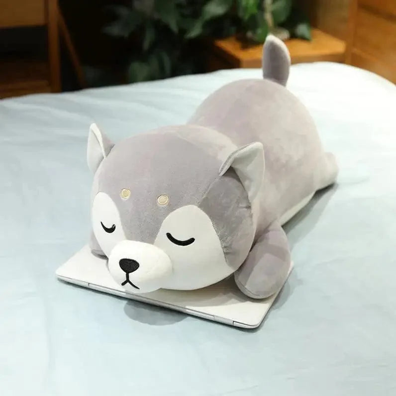 Peluche chien shiba inu gris