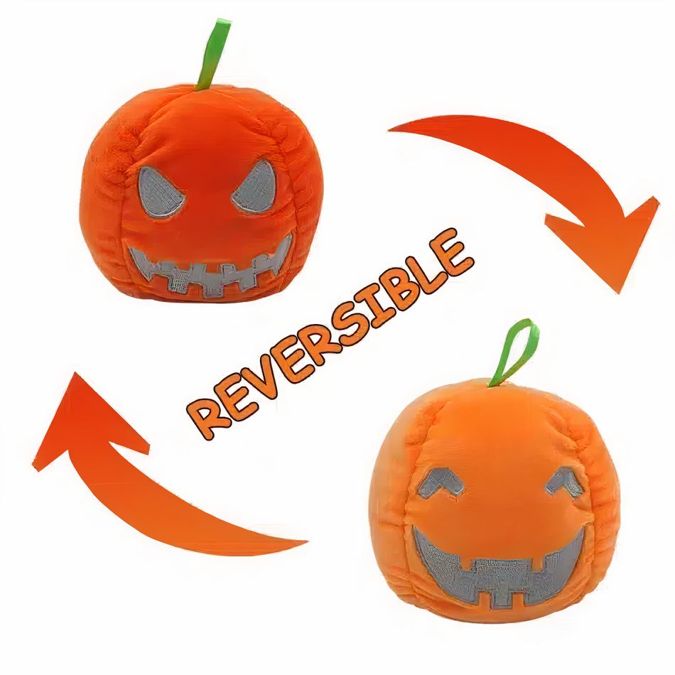 Peluche citrouille réversible lumineuse Halloween deco