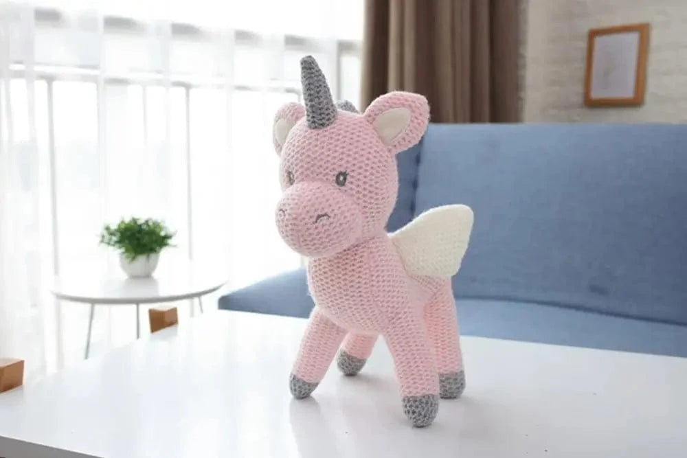 Peluche Licorne Rose Crochetée