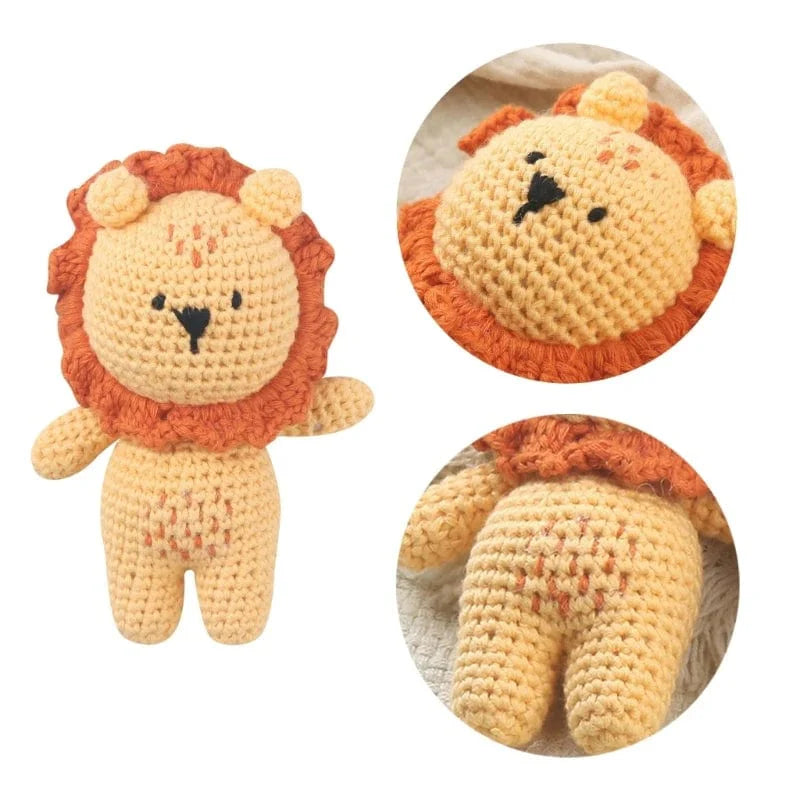 Peluche crochet lion avec crinière orange
