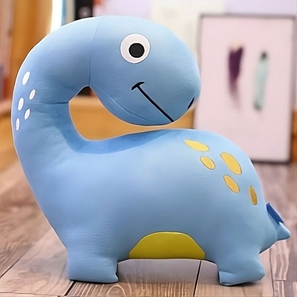 Peluche dinosaure bleu rigolo et doux - idée cadeau pour enfant