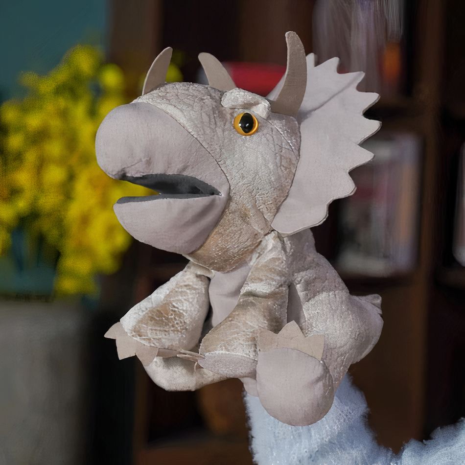 Peluche dinosaure marionnette interactive pour enfant douce