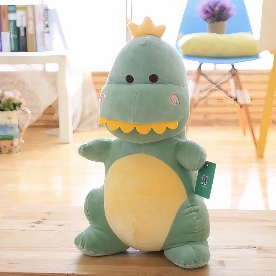 Peluche Dinosaure Rigolo Vert Doux pour Enfant Câlin