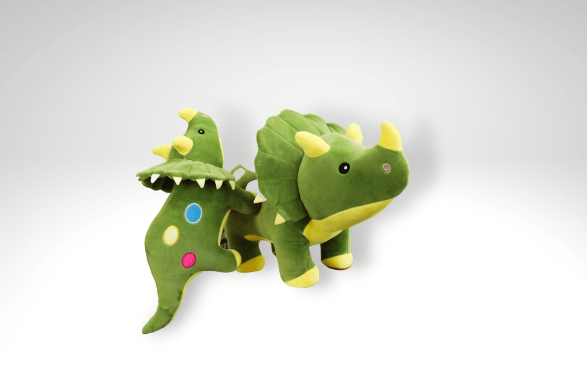 Peluche dinosaure Triceratops aux couleurs éclatantes