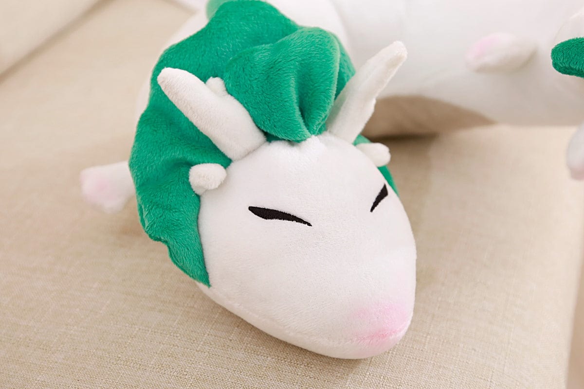 Peluche dragon long - Blanc & Vert