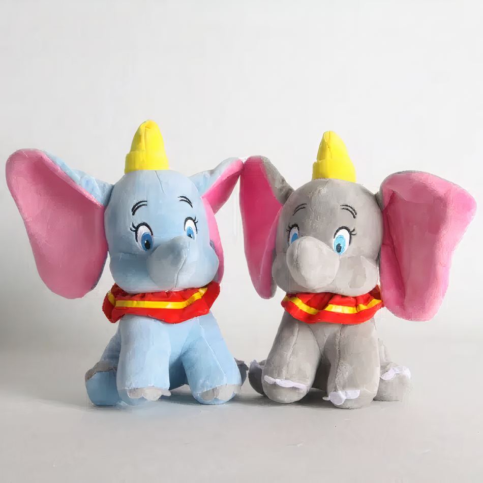 Peluche Dumbo éléphant doux gris bleu câlin pour enfant