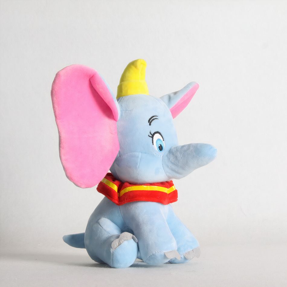 Peluche Dumbo éléphant doux gris bleu câlin pour enfant