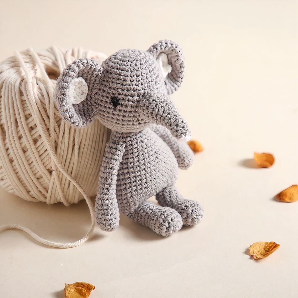 Peluche éléphant hochet tricot doux pour enfants joueurs