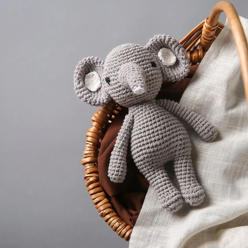 Peluche éléphant hochet tricot doux pour enfants joueurs