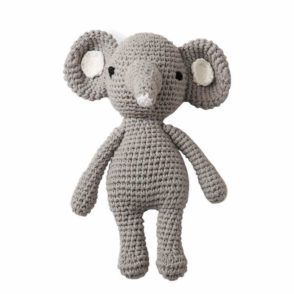 Peluche éléphant hochet tricot doux pour enfants joueurs