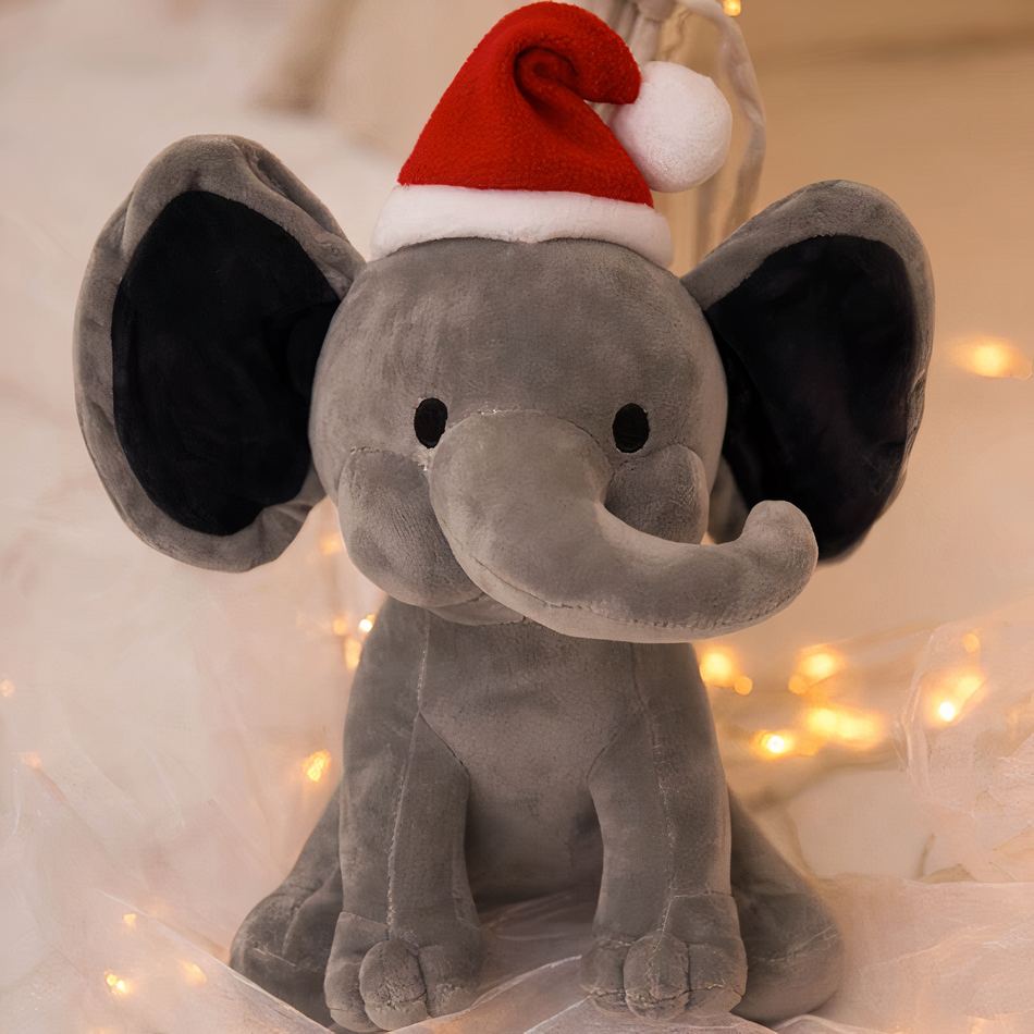 Peluche éléphant de Noël douce et festive pour enfant câlin