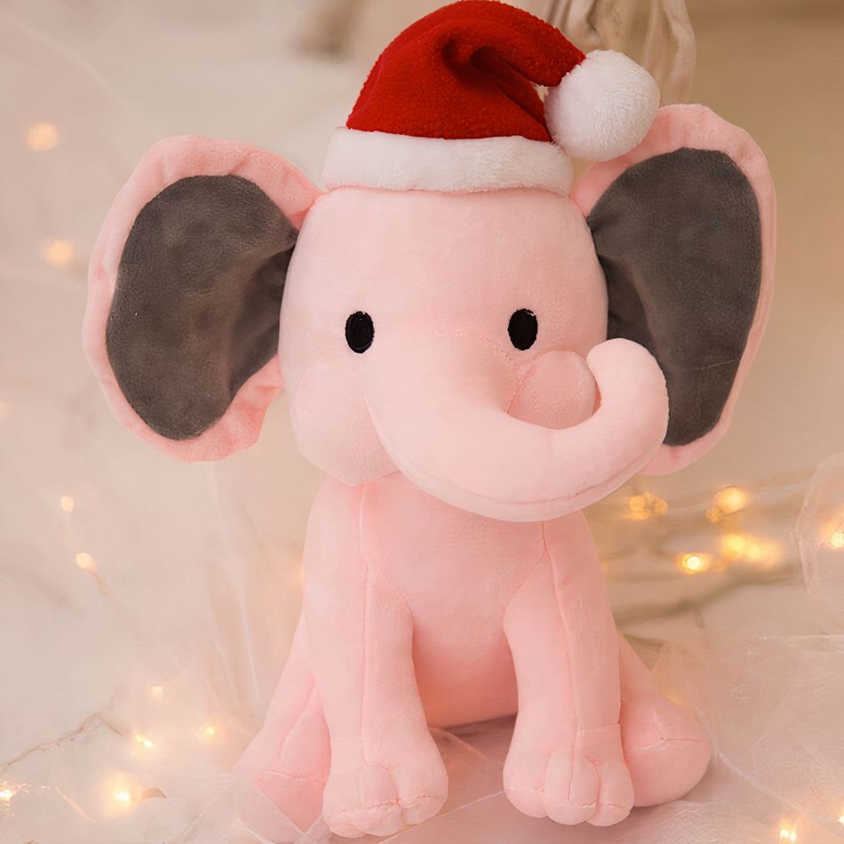 Peluche éléphant de Noël douce et festive pour enfant câlin