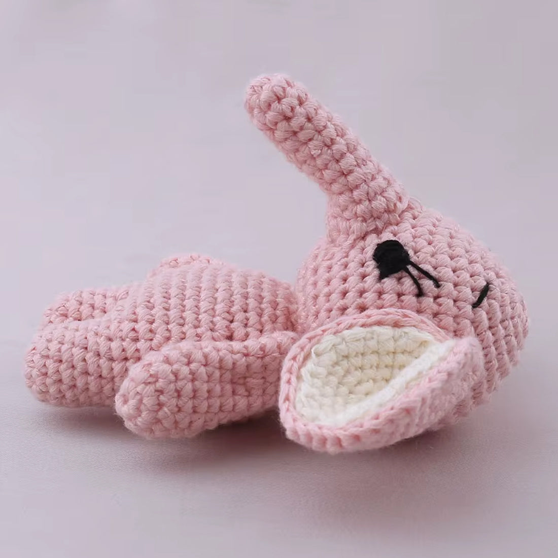 Peluche éléphant rose en crochet doux pour câliner