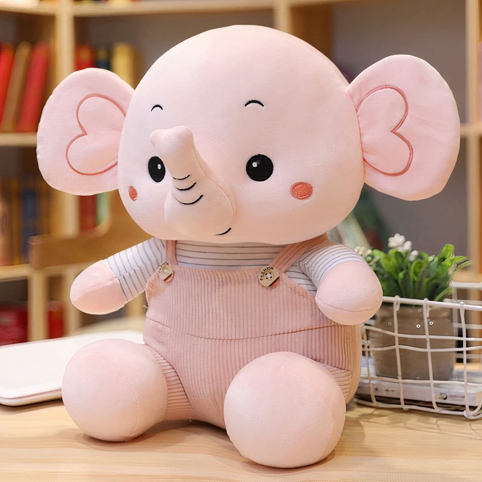 Peluche éléphant en salopette colorée pour enfants douce idée cadeau