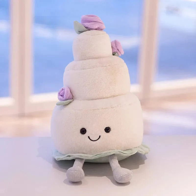 Peluche gâteau blanc avec des roses Saint-Valentin