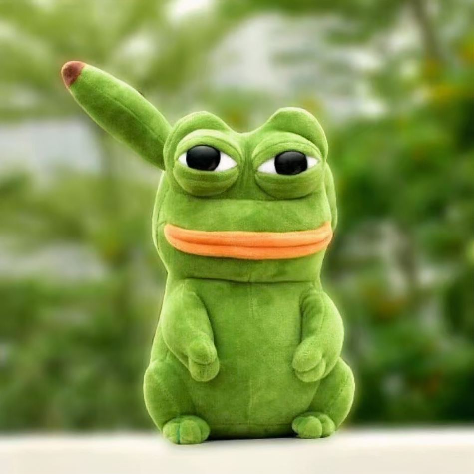 Peluche verte Pikachu - Grenouille douce pour enfant
