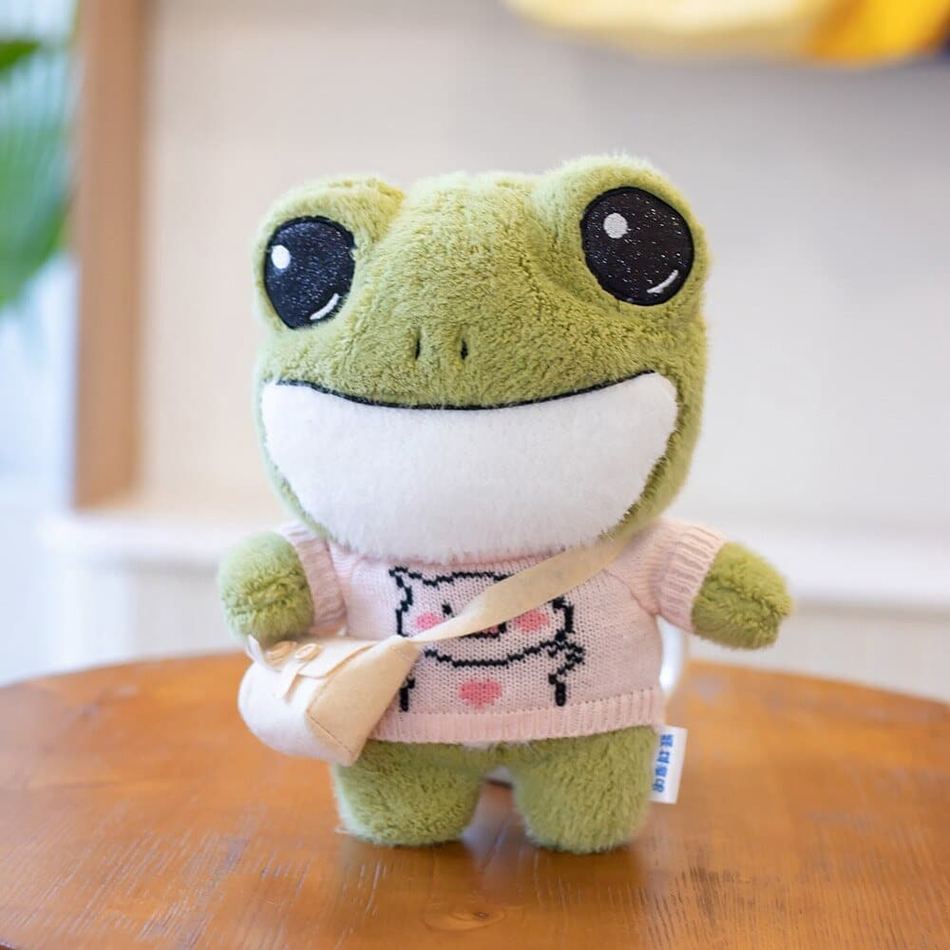 Peluche grenouille verte - Douceur hivernale