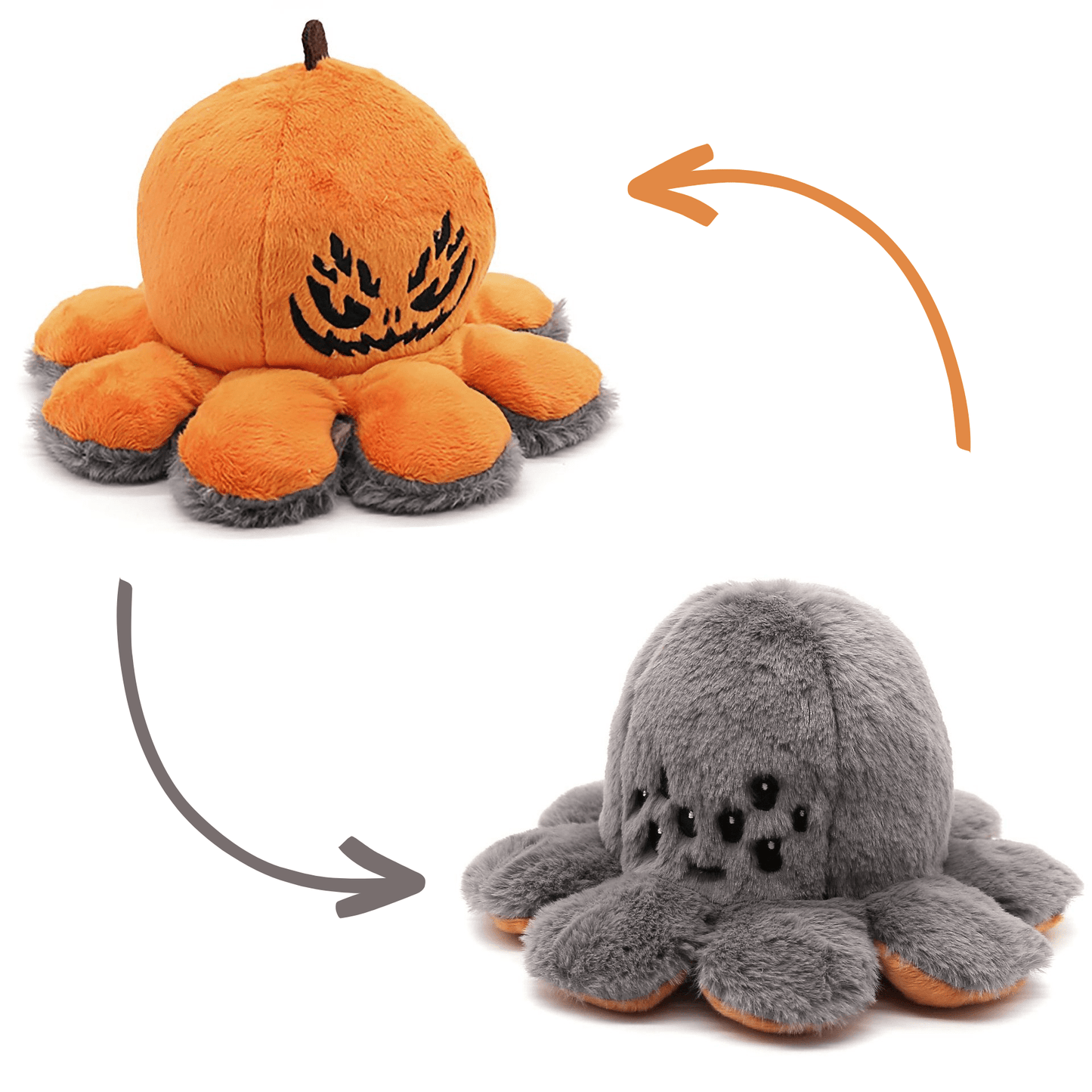 Peluche Halloween réversible - Araignée & Citrouille