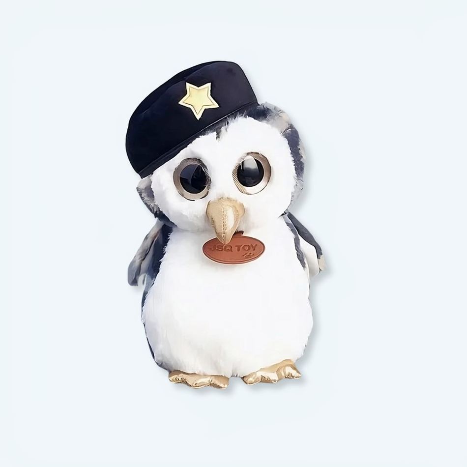 Peluche Hibou Militaire Gris Doux - Déco Chambre Enfant