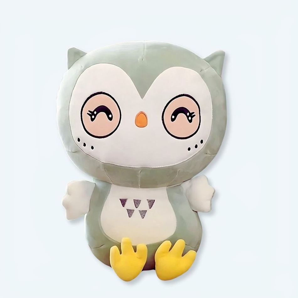 Peluche hibou vert kawaii pour une déco enfant tendance